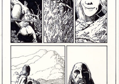 Richard Corben's comic page drawing of Connacht, page 5, from the story, Darkness and the Night. Pen, ink and markers.