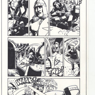 Richard Corben's comic page drawing of Starr, page 06, issue 4. Pen, ink and markers.