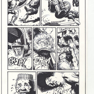 Richard Corben's comic page drawing of Starr, page 07, issue 4. Pen, ink and markers.