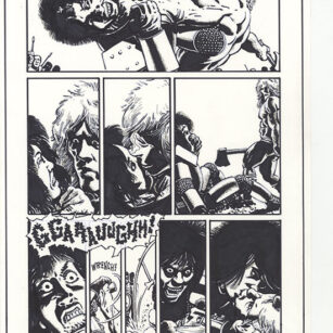 Richard Corben's comic page drawing of Starr, page 08, issue 4. Pen, ink and markers.