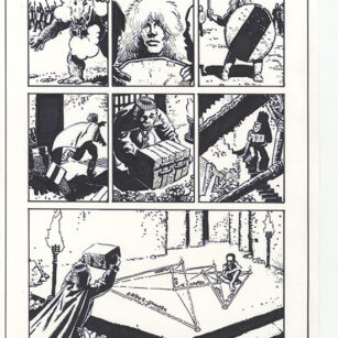Richard Corben's comic page drawing of Starr, page 10, issue 4. Pen, ink and markers.