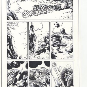 Richard Corben's comic page drawing of Starr, page 11, issue 4. Pen, ink and markers.