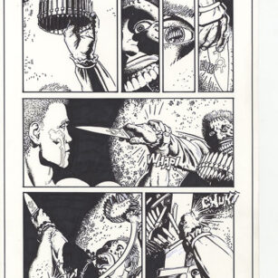 Richard Corben's comic page drawing of Starr, page 18, issue 4. Pen, ink and markers.