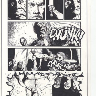 Richard Corben's comic page drawing of Starr, page 19, issue 4. Pen, ink and markers.