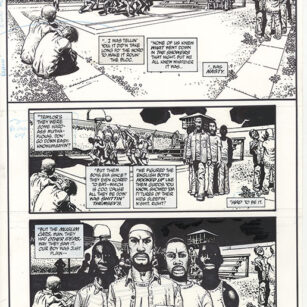 Richard Corben's comic page drawing of Hellblazer Hardtime 2, page 3. Pen, ink and markers.